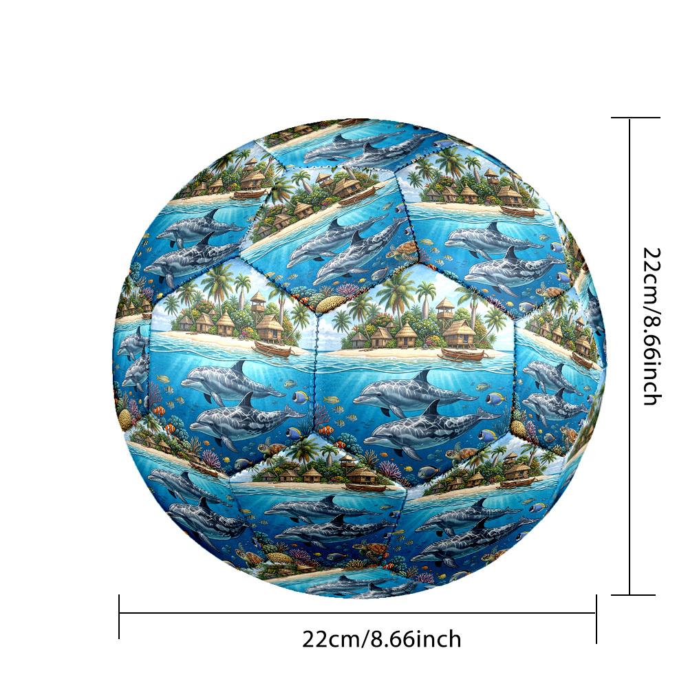 1pc Island Paradise Dolphins Durable Size 5 Soccer Ball Professional Match Training Football Indoor &Outdoor Sports Ball P60163