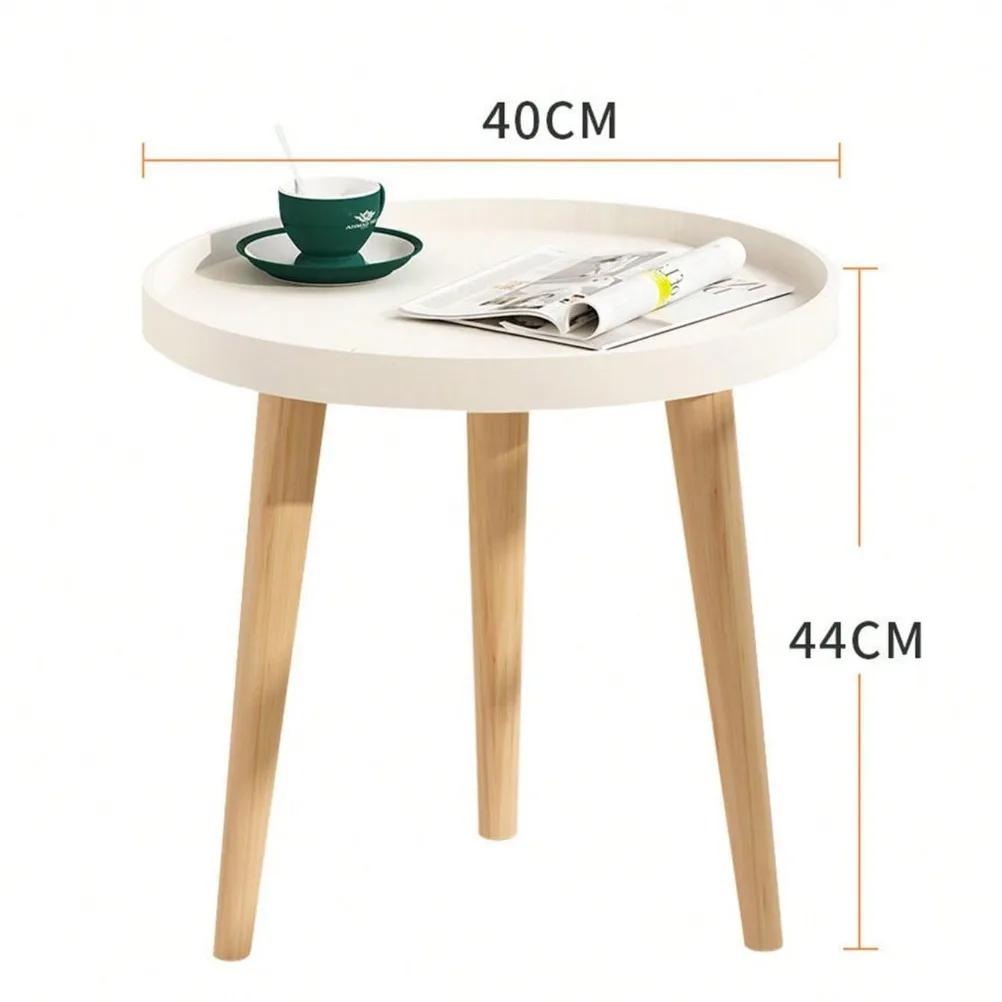 Moderner Massivholzbeine Couchtisch Wohnzimmer Sofabeistelltisch Schlafzimmer Runder Couchtisch Wohnzimmermöbel Dekoration