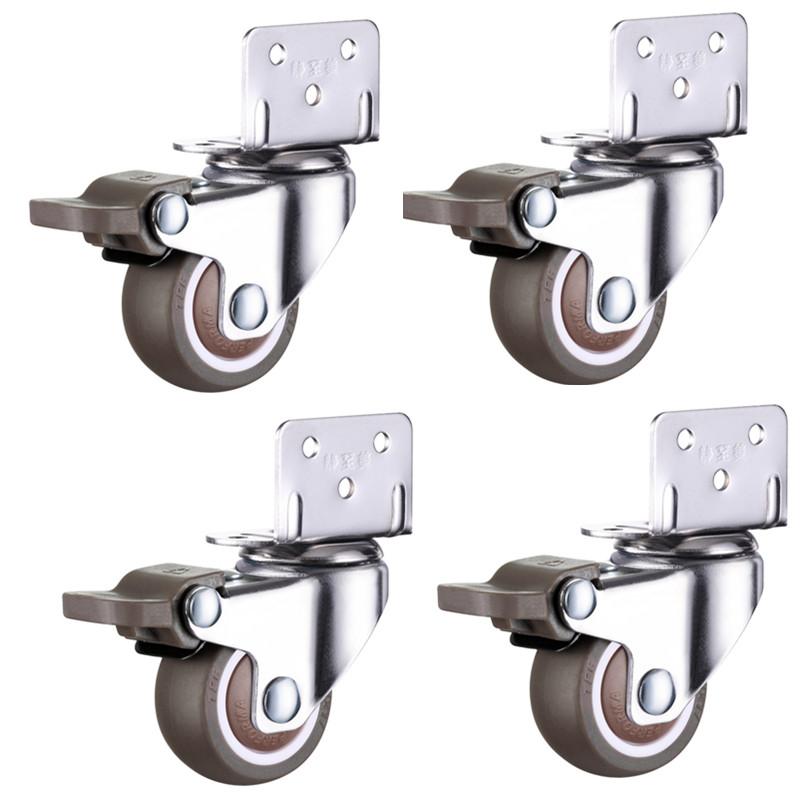 4pcs Furniture Casters Wheels Soft Rubber Swivel Caster Quite Roller wheels for trolley Baby Crib Bed Wheels Household Accessory