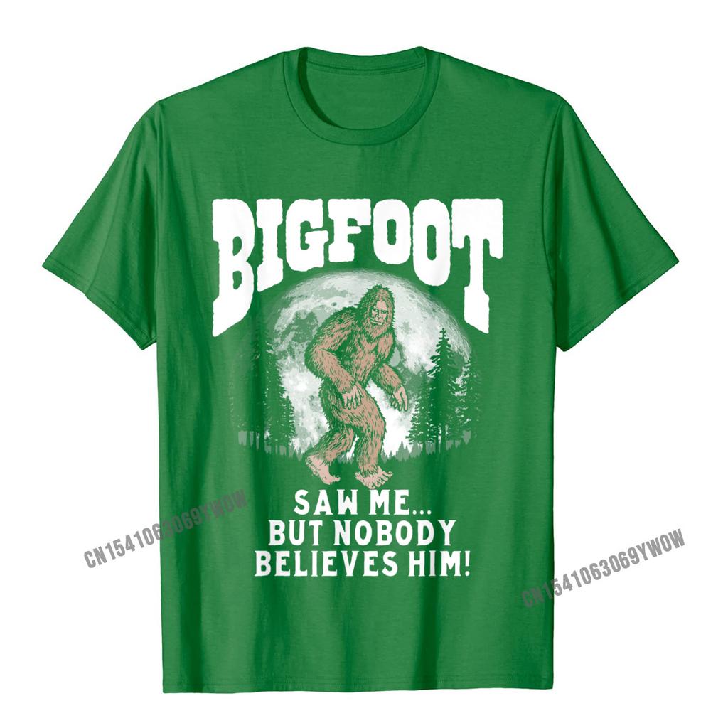 Bigfoot Saw Me But Nobody Believes Funny Sasquatch Moon TShirt Camisas Unisex Cool Tops Tees Cotton Unisex Top TShirts Oversized