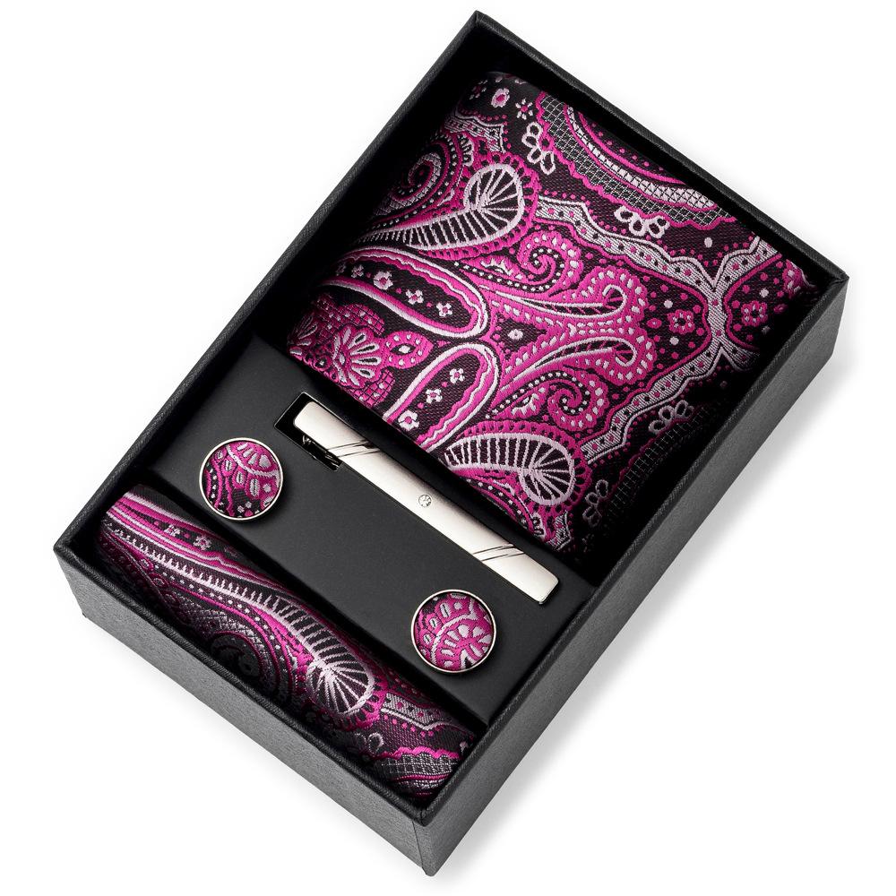 Men'S Tie Net Color Striped Jacquard Yarn Business Professional Tie Set Men'S Gift Box