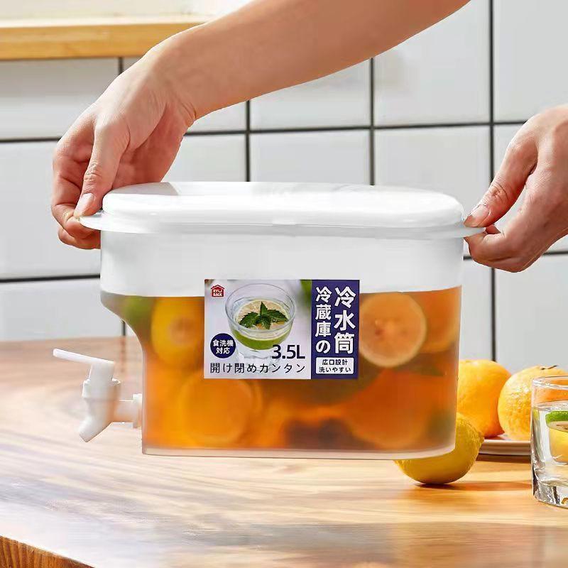 Pichet d'eau de congélateur Transparent de 3,5 l, bouteille d'eau froide pour réfrigérateur, bouteille de glace de nécessité d'été avec robinet, bouteille de glace de Hockey sur glace