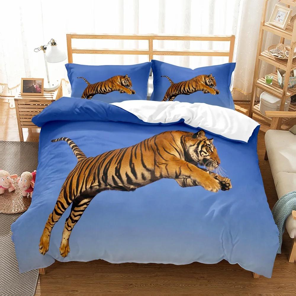 Animal White Tiger Bedding Set Scenery Comforter 3D Print Luxury Duvet Cover Set Home Textile Decor Full Queen King Single Size