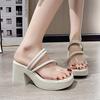 Outer size large size cool slippers female 2025 spring new Internet celebrity fairy style fashionable and comfortable wear thick high heels sandals fe