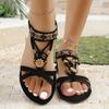 Women Bohemian Style Suede Elastic Band Sandals 2025 Summer New Casual Shoes Comfort Flat Heel Beach Sandals Shoes Women