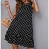 Women's Polka Dot Ruffled Sleeveless Dress Summer Fashion Crew-neck A-line Dress