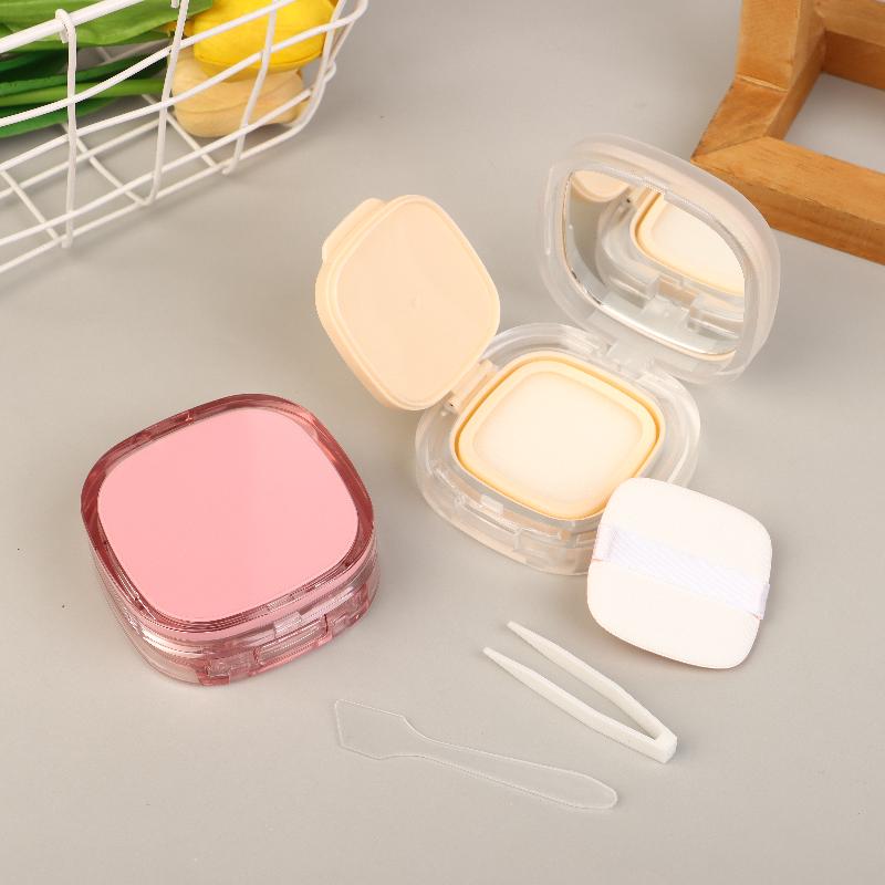 15G Empty Foundation Makeup Jar With Sponge Puff Handheld Portable Cosmetic Travel Makeup Jar Plastic Powder Box For Bb Cream