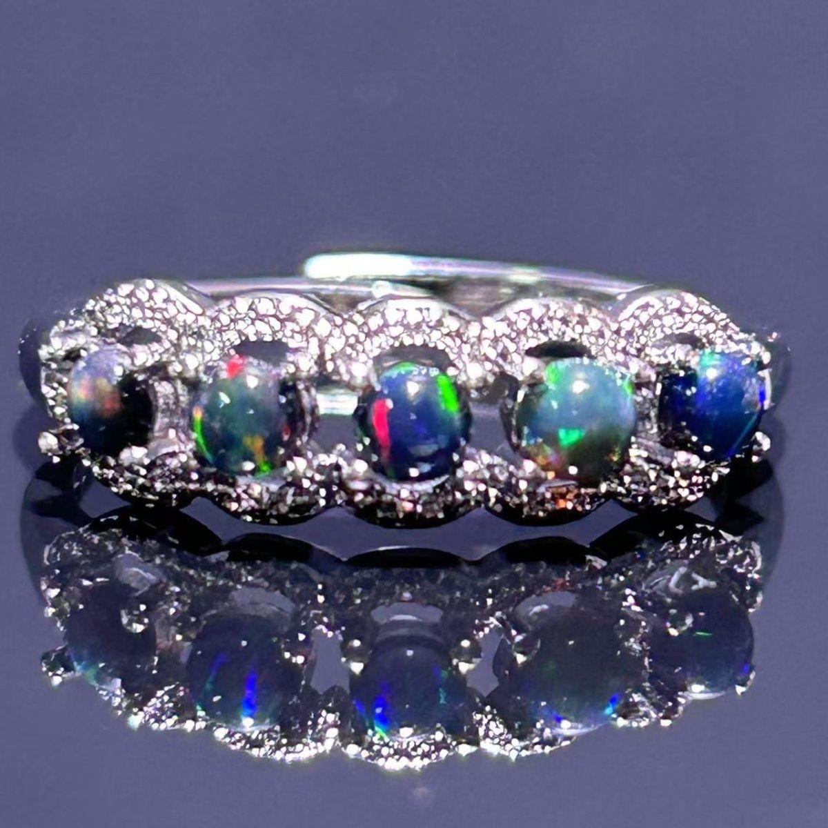 

Кольцо из натурального черного опала, подвижное кольцо, простое универсальное кольцо