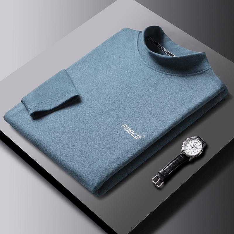 Double-sided Velvet Inner Layer Autumn Warm German Velvet Base Layer Half Turtle Collar Solid Color Close-fitting Base Layer for Men