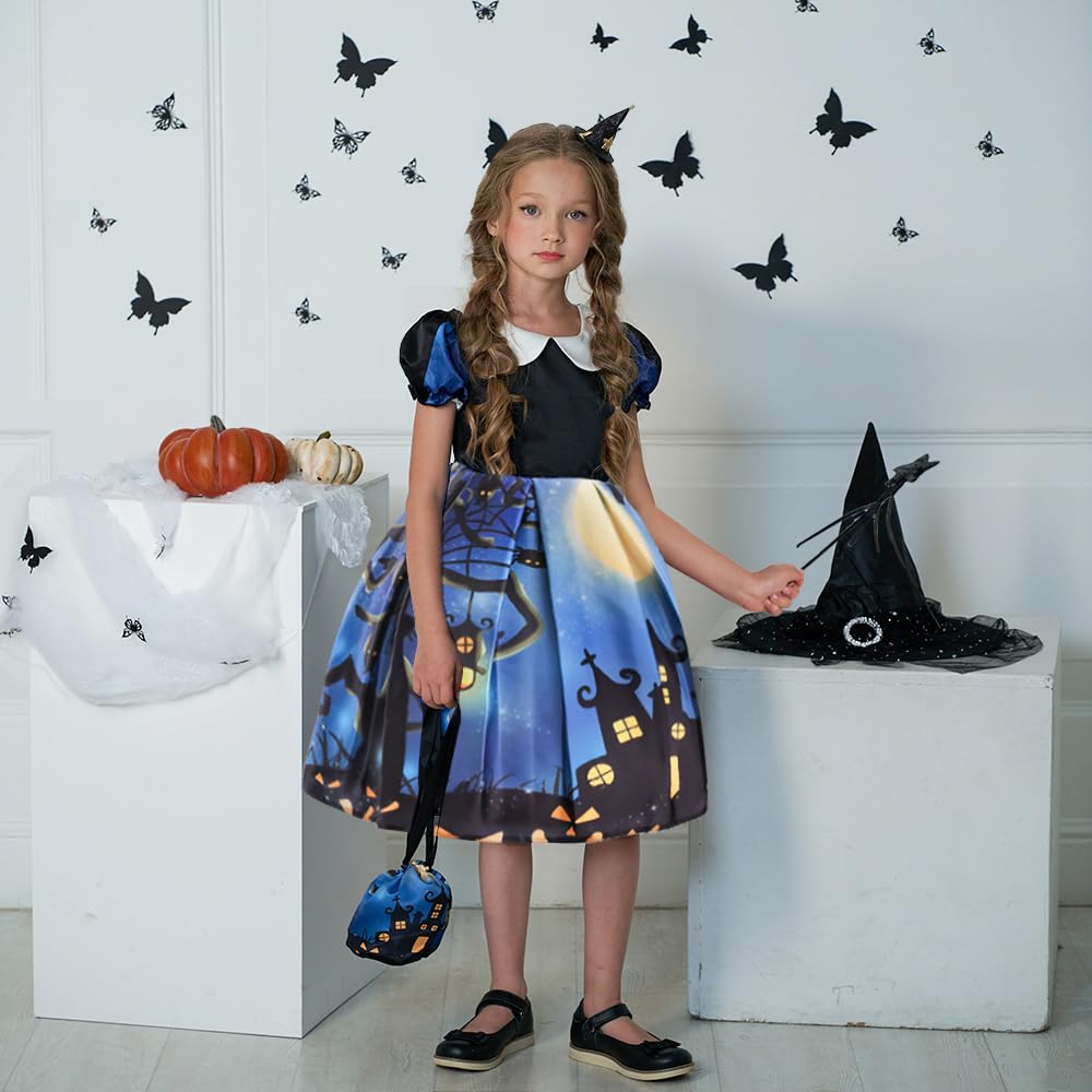 Halloween Weihnachten Cosplay Kostüm für Kinder Mädchen Kleid Performance Kleidung Prinzessin Hexe Kostüm Set Kleid Hut Weihnachten Weihnachtsmann Prinzessin Baby Kinder