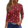 Women's T Shirt Christmas Print 3/4 Sleeve Daily Weekend Fashion Basic Round Neck Regular Top