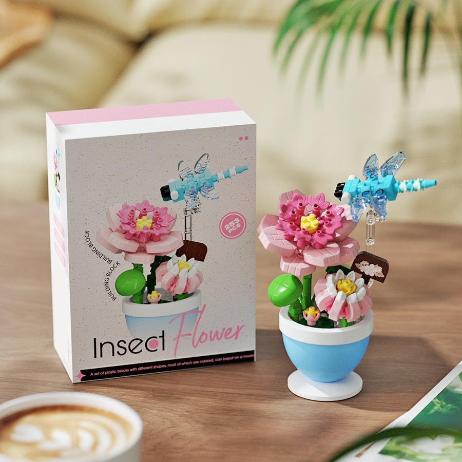 Potted Plant Assembly Blocks, Bees, Sunflowers, Animals, Insects, Plant Assembly Models, Children's Toys, Birthday Gifts