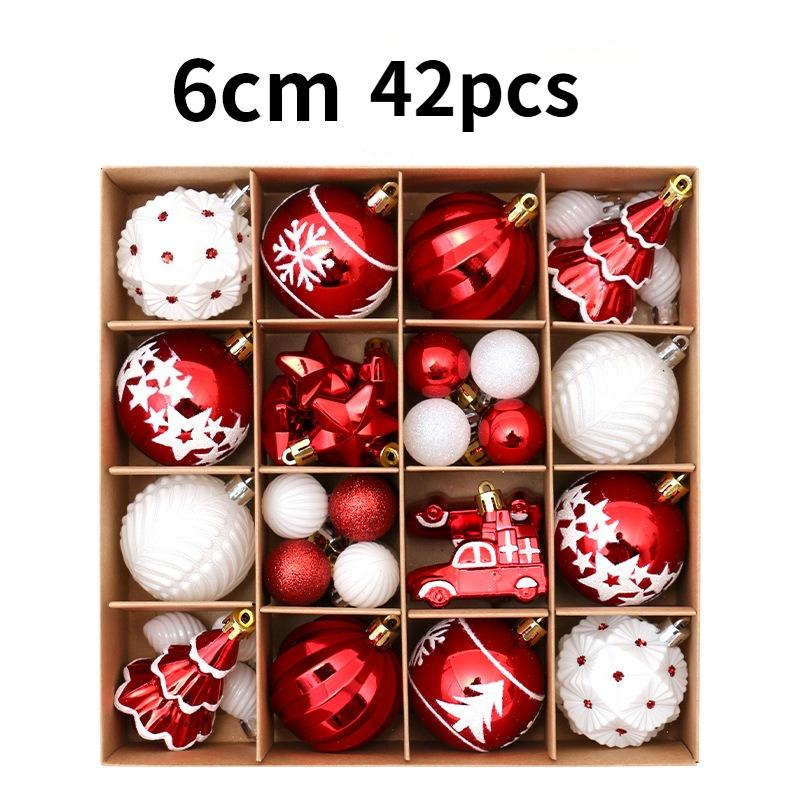 

42pcs 6cm Red Gold Painted Christmas Balls Xmas Tree Hanging Ornaments for Home Christmas Decoration Party New Year Gift Navidad set