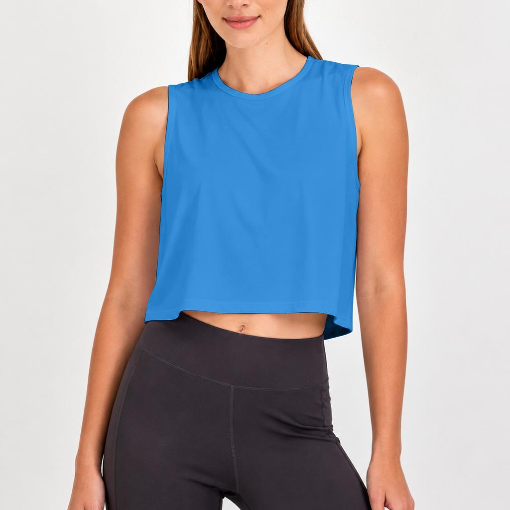 Damen ärmelloses Yoga Tanktop Cutout Rücken Workout Shirt Leicht Atmungsaktiv Laufen Fitness Freizeit Crop Top