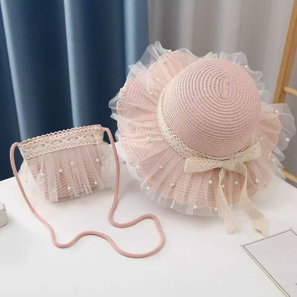 Lace Wide Brim Straw Cap Sun Protection Sunshade Fisherman Hat New Holiday Travel Beach Bags