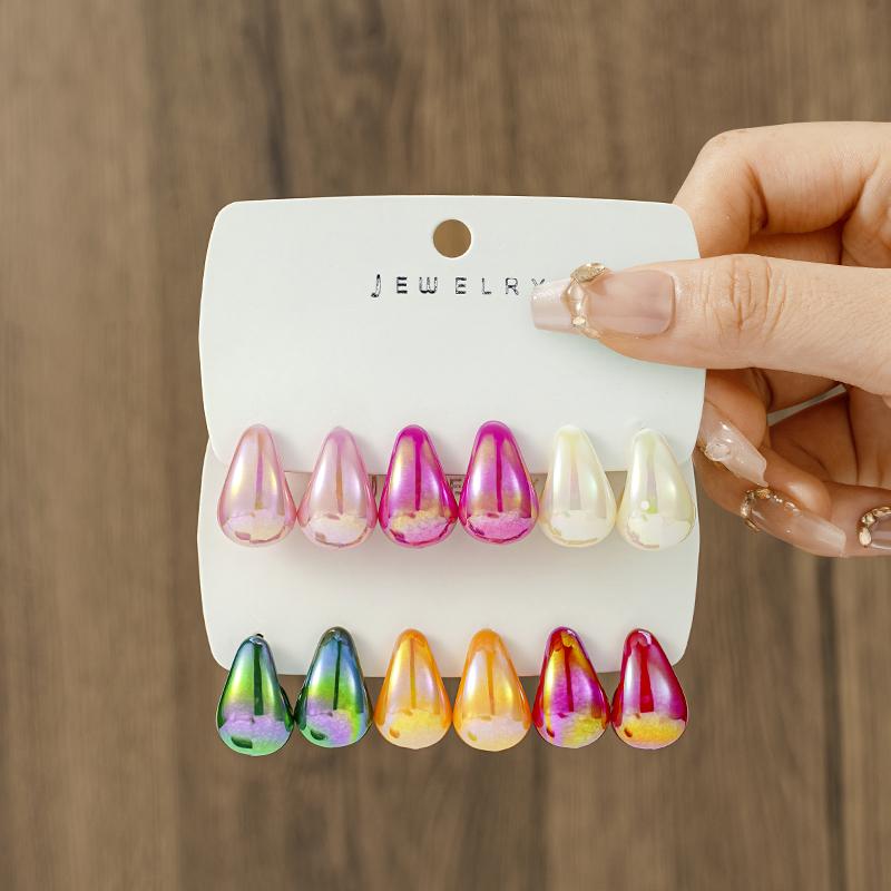 10 pieces/set of new irregular shaped CCB lightweight women s earring set, C-shaped and teardrop, daily wear party gift