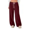 Women's Fleece Wide Leg  Elastic Waist Drawstring Loose Pants Drawstring Pajama Pants Sleepwear Trousers