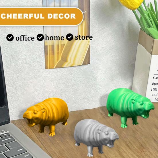 

3 шт. Фигурка бегемота из смолы Мини-статуэтка бегемота Портативная настольная фигурка бегемота серый