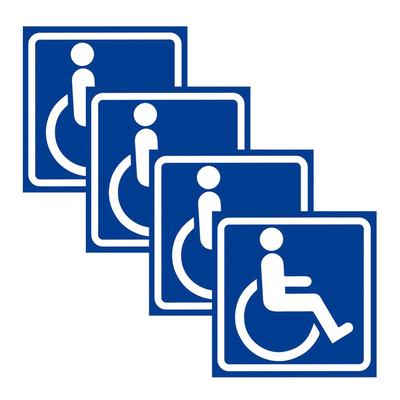 4 Stück Behinderten ADA-Schild Mobilitätseinschränkung Parkplatz Autoaufkleber PVC-Aufkleber für Bus Auto Haus Krankenhaus Öffentliche Bereiche Parken