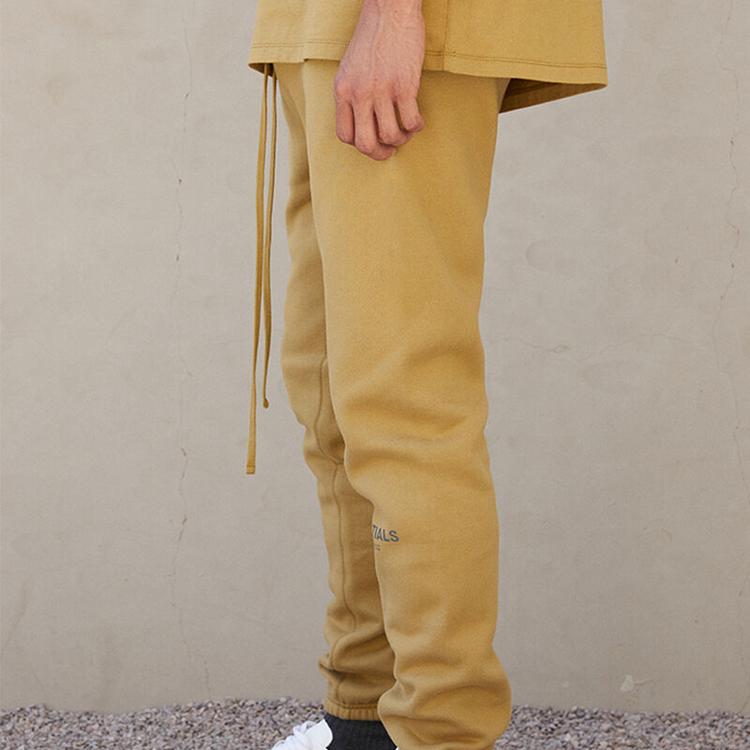 Fear of God FW21 Essentials Sweatpants with Fleece Lining and Rubber Tag Men Bottoms Ginger Amber FOG-FW21-024