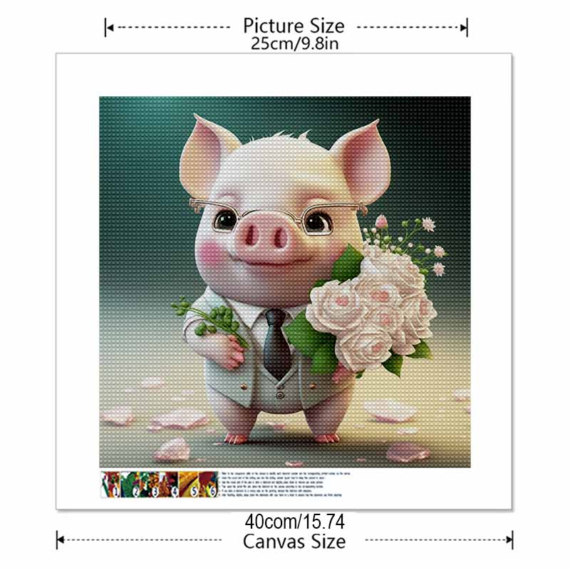New Arrival 5D DIY Full Circle Diamond Painting "Comic Piggy" Embroidery Cross Stitch Home Decor Gift
