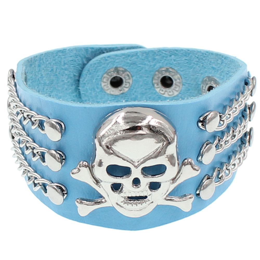 Pulseira Europeia e Americana Punk Caveira Rebite - Estilo Trendy Rock Discoteca