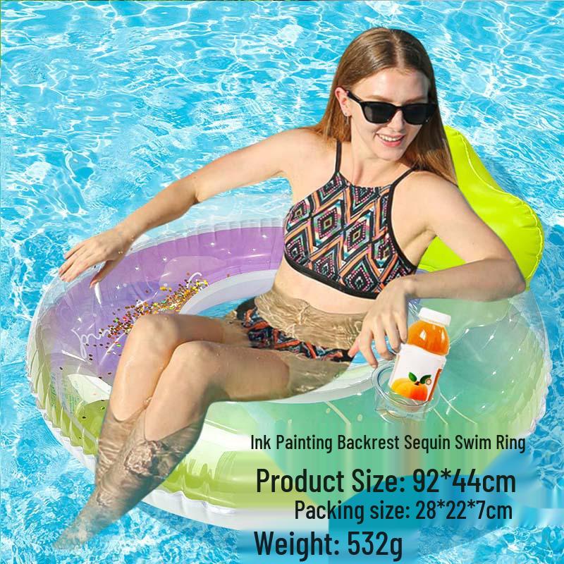Inflatable PVC Float Recliner: Foldable Striped Swimming Bed