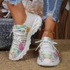 Fashion Women's 2024 New Fashion Mesh Plant Print Breathable Slip-on Casual Sneakers