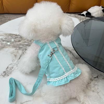 Haustierkleidung Sommer Neu Knopf Träger Weste Spitze Zug Weste Teddybär Hunde Katze Freizeitkleidung Hundezubehör Hundegeschirr