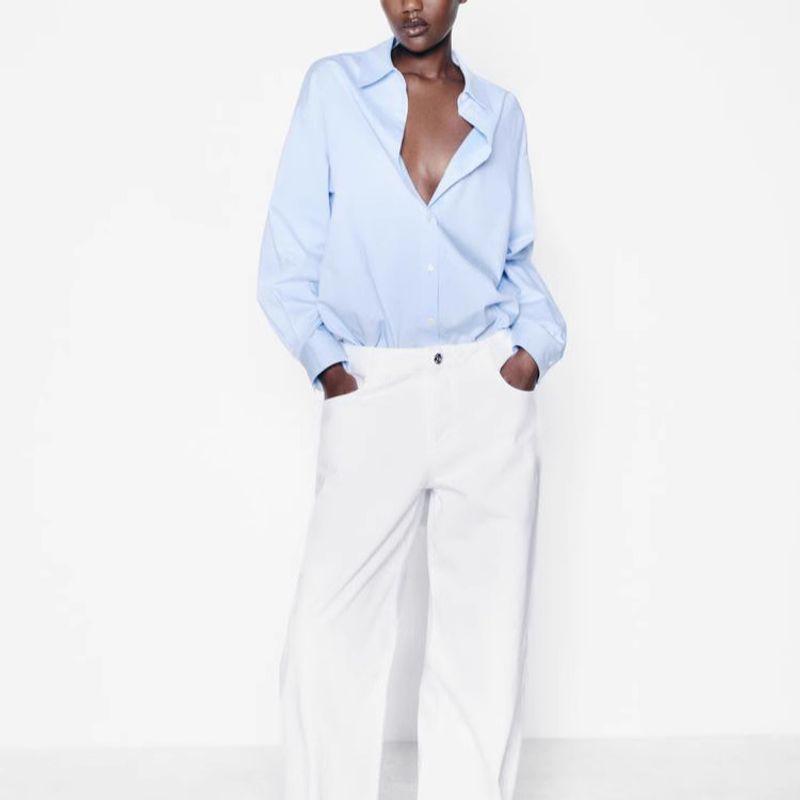 Spring New Women's Clothing Daily Commuter's All-Matching Loose Comfortable Long Sleeve Lapel Casual Shirt 8511772