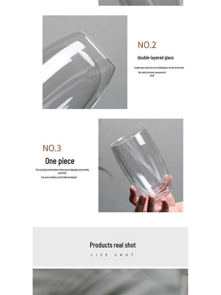 Double-Layer Transparent Heat-Insulating Glass Tea Cup Set