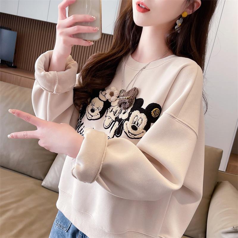 Women Casual Loose Long Sleeve Cropped Trendy Pullover Sweatshirt