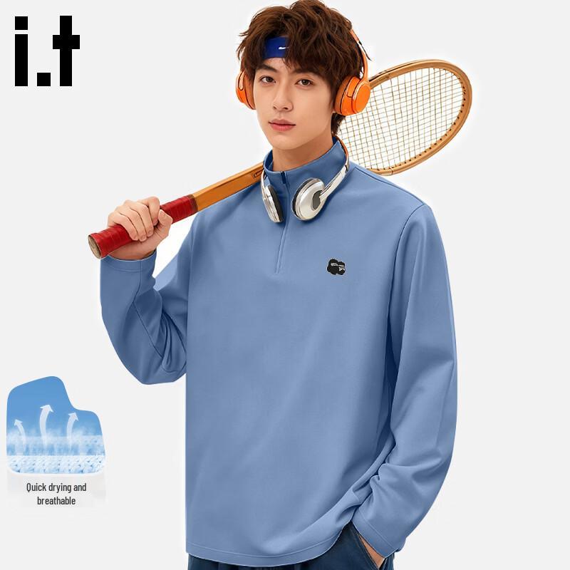 Fingercroxx Men s Half-Zip Long Sleeve Quick-Dry Stand Collar T-Shirt L