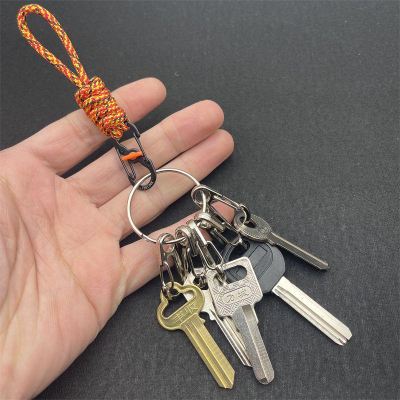 10cm Anti-Theft Paracord Keyring with Locking Figure-8 Buckle, Portable Outdoor Lanyard Hook.