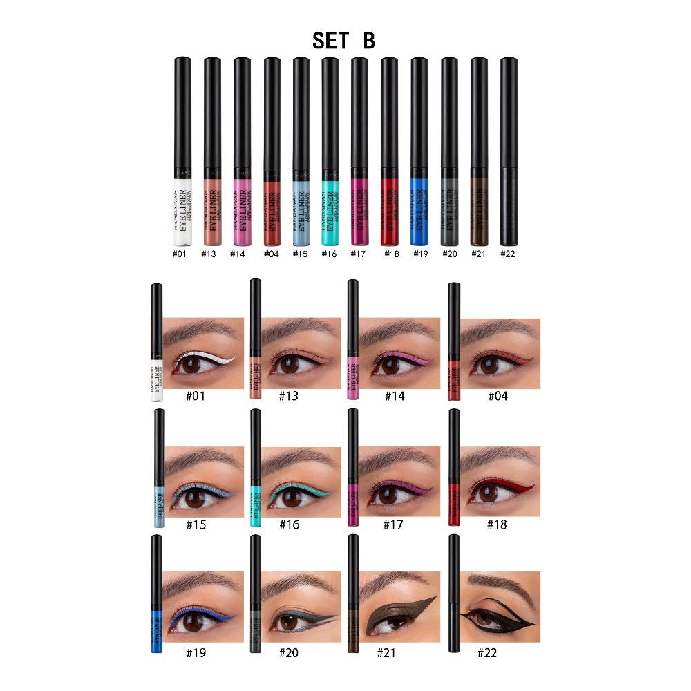 HANDAIYAN Lápiz de Sombra de Ojos 12 colores Lápiz Delineador de Ojos Manga Instalada Mate Secado Rápido Delineador de Ojos Líquido Pegamento Delineador de Ojos