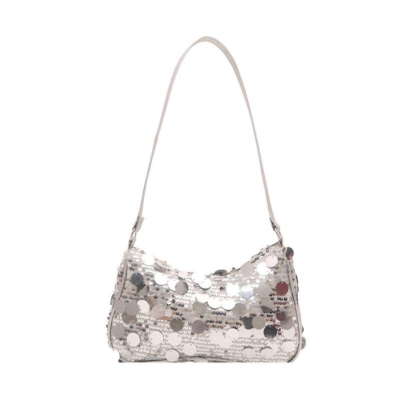 Solid Color Simple Sequin Design Women Casual Shoulder Bag For Daily Use