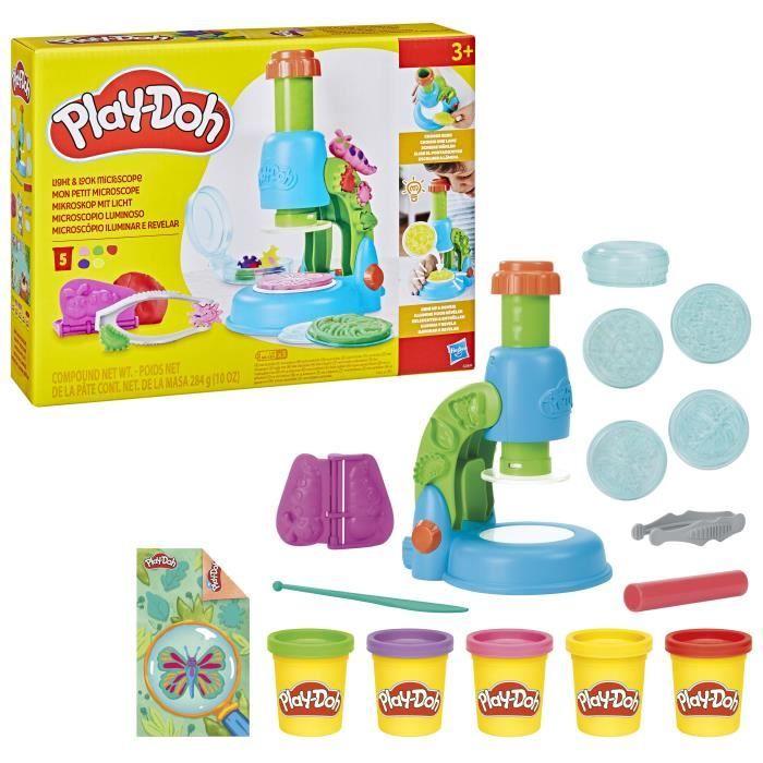 Play-Doh Mon petit microscope, pâte a modeler, 9 accessoires et 5 couleurs, loisirs créatifs, Classique, des 3 ans