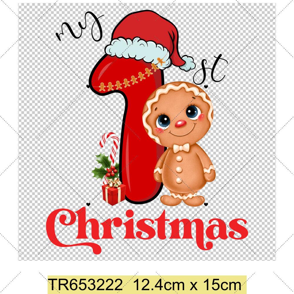 My First Chrismas DIY Clothing Heat Transfer Sticker Kids T-shirt Infant Romper Clothing Patches Heat Transfer Xmas Sticker
