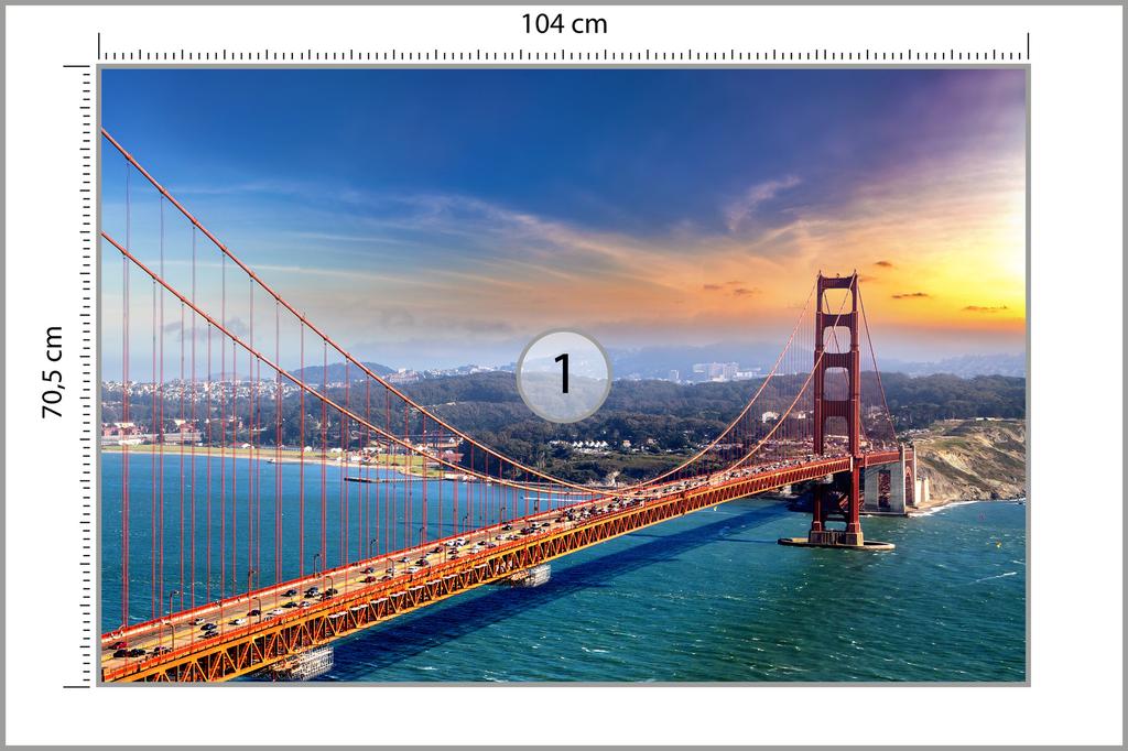 Photomural Golden Gate Bridge In San Francisco Washable Fleece 104x70.5