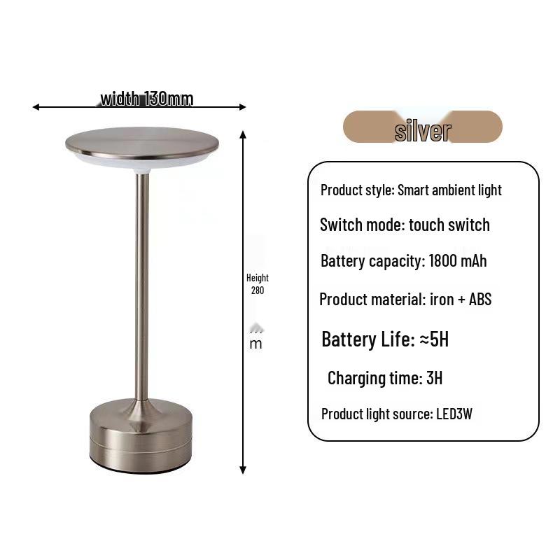 

USB Rechargeable I-Shaped Table Lamp Night Light with Eye Protection серебряный