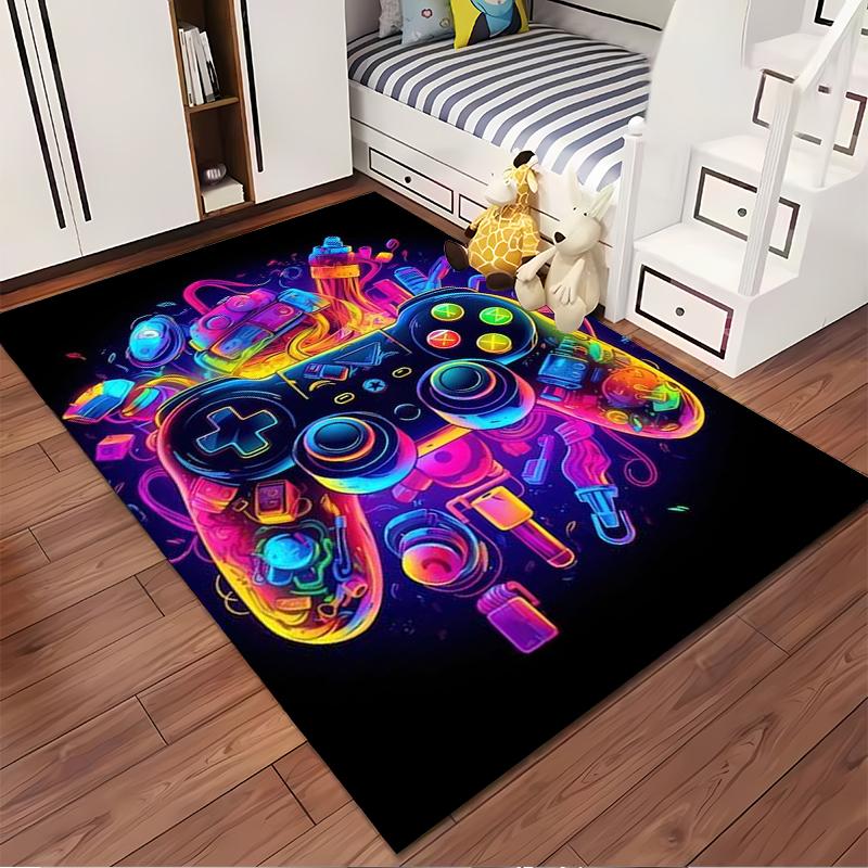 Colorful Neon Gaming Controller Carpet for Living Room Decor Suitable for use as an anti-slip for living room bedroom sofas