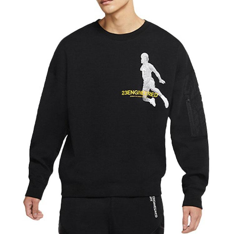 Jordan Casual Knit Crew Neck Basketball Cartoon Sweatshirt Men Tops Black DD3899-010