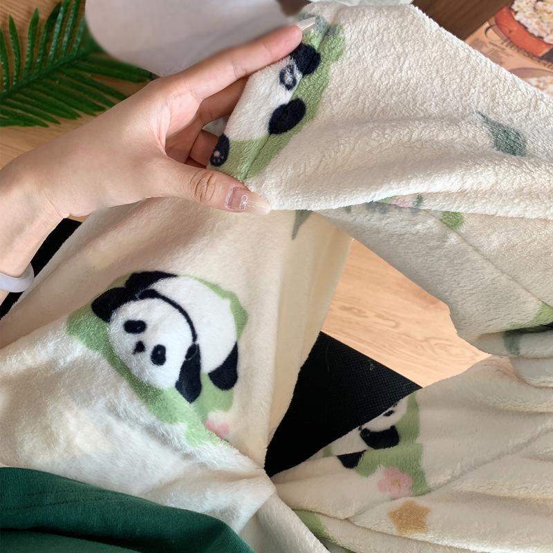 Cartoon Flannel Pajama Pants for Women - Winter Warm Fleece Lounge Pants, Coral Velvet Sleepwear Bottoms for Students, Cozy Home & Outdoor Wear