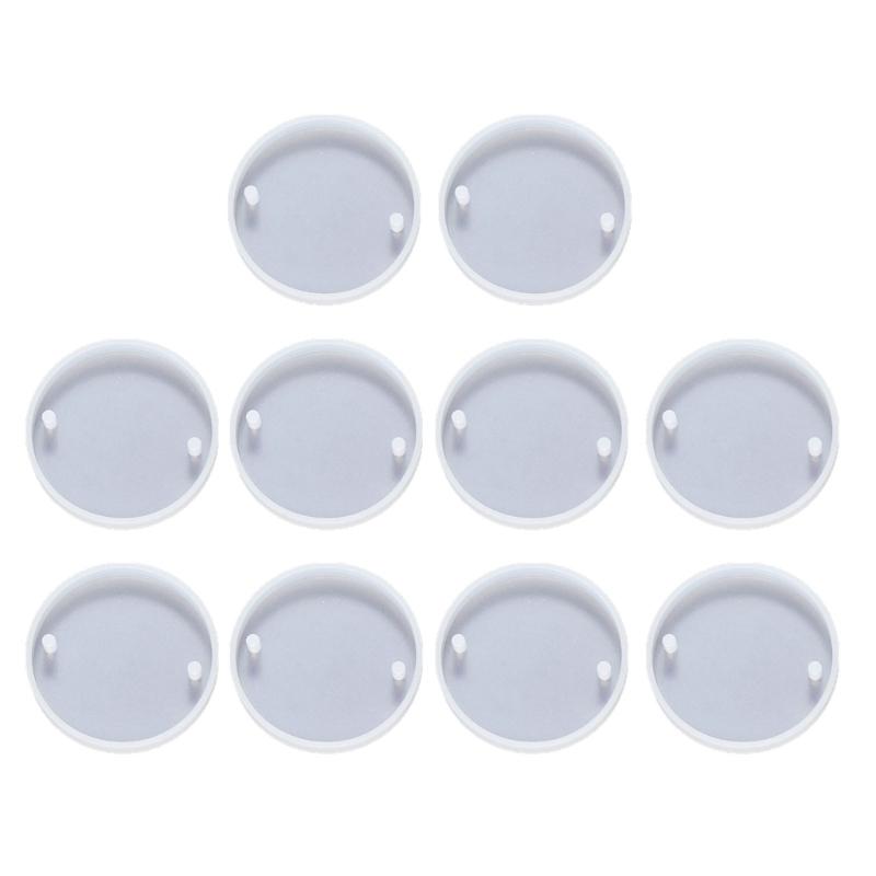 

Pack of 10 Silicone Molds Double Hole Pendant Crafting Moulds Round Shape Silicone Texture Perfect for Jewelry Projects 1