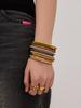 Geometric Circle Zircon Mother-of-Pearl Bead Bracelet, 18K Gold-Plated Stainless Steel
