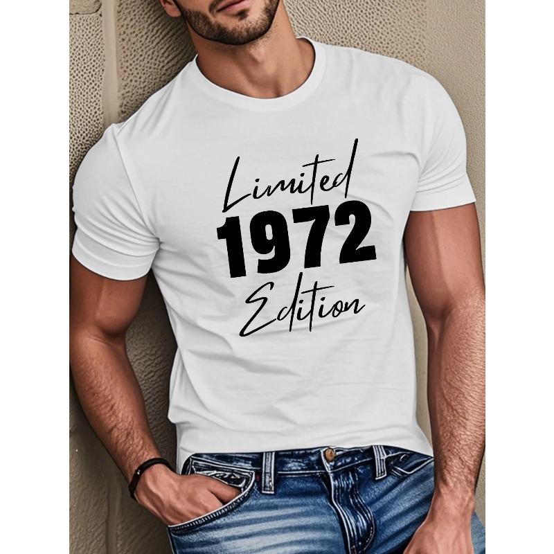 

Мужская футболка с коротким рукавом, лимитированная серия 1972 года, летняя футболка, топ, оверсайз, крутая, повседневная, модная S белый