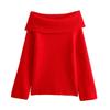 2024 Autumn/Winter Elegant Women's One-Shoulder Long-Sleeve Sweater Top