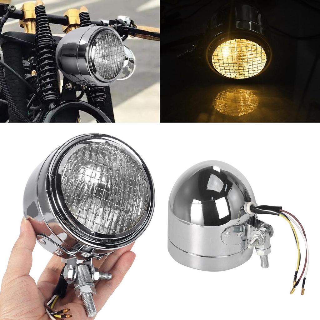Vintage Motorcycle Headlight Dust Proof Alloy Shell Lamp Bright Motorcycle Headlamp For Bike Riding Night Driving Outdoor