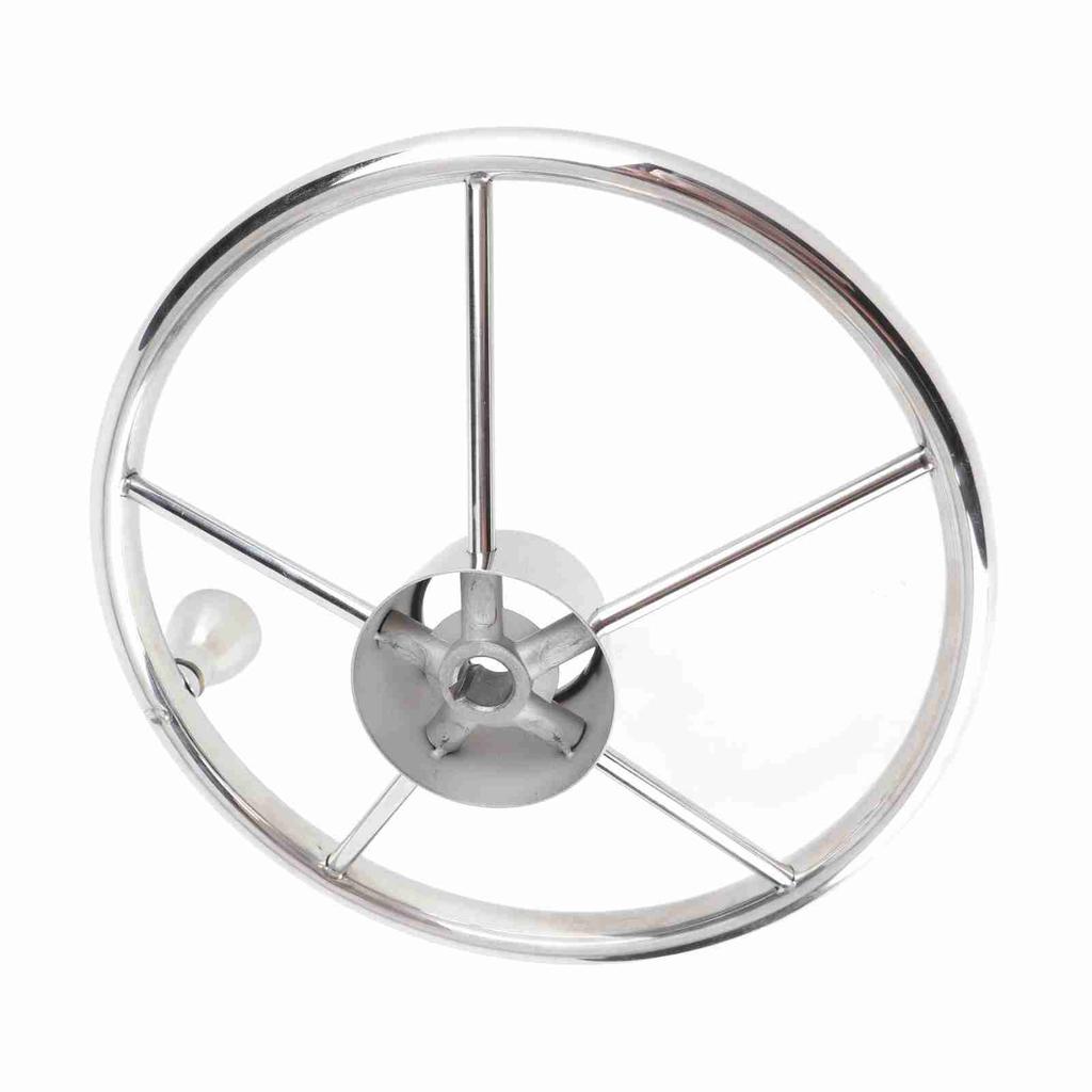 13.5in 5 Spoke Steering Wheel with Knob Stainless Steel Universal Marine Boat Accessories
