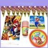 Artigos para Festa de Aniversário Temática Super Mario Com Faixas Coloridas Copos E Guardanapos